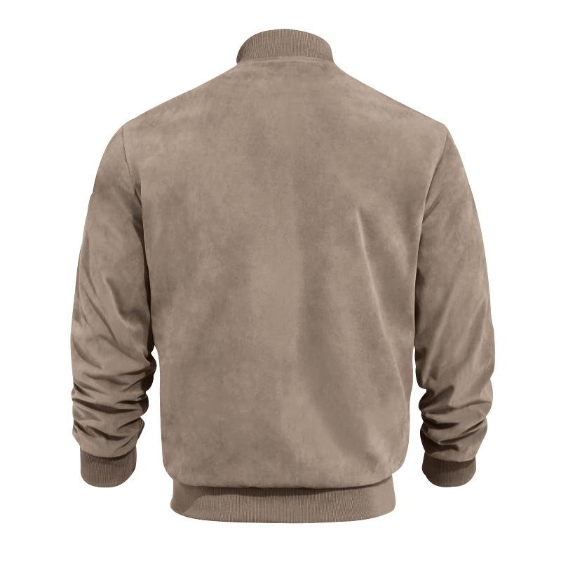 Stand with Men's Summer Jacket with Suede Look and Up Collar
