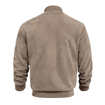 Stand with Men's Summer Jacket with Suede Look and Up Collar