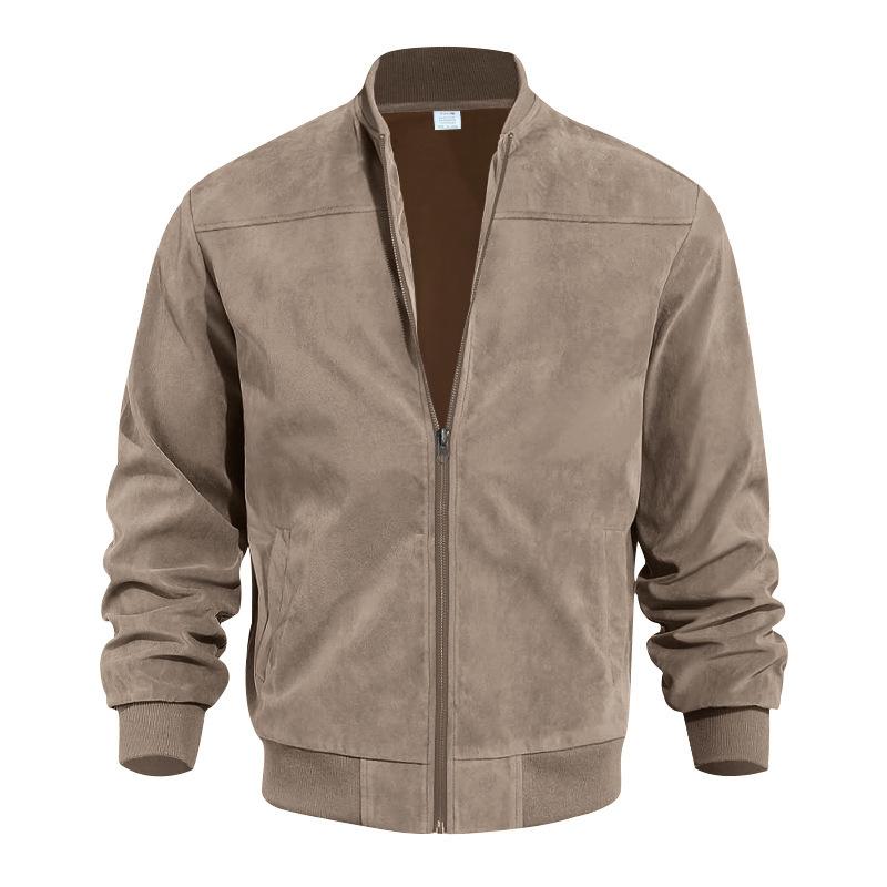 Stand with Men's Summer Jacket with Suede Look and Up Collar