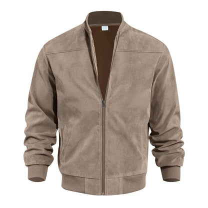 Stand with Men's Summer Jacket with Suede Look and Up Collar