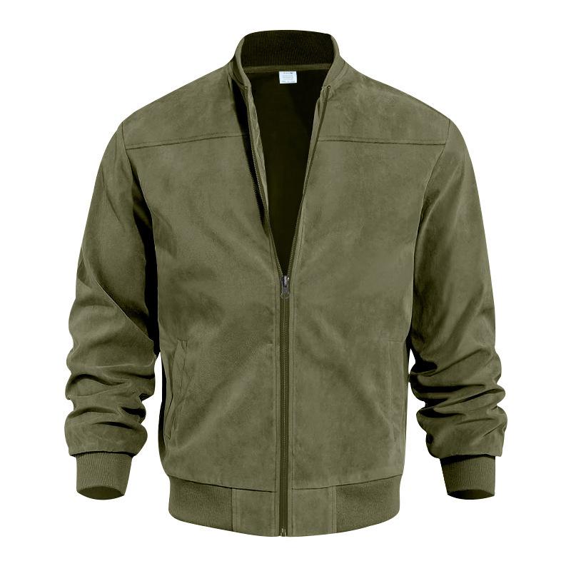 Stand with Men's Summer Jacket with Suede Look and Up Collar