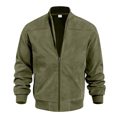 Stand with Men's Summer Jacket with Suede Look and Up Collar
