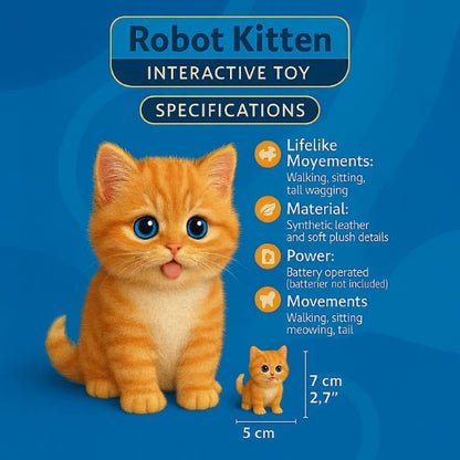 Toy with Interactive Cuddly Cat Realistic Movements for Children