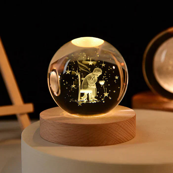 Night Light 3D Moon Lamp with Astronaut Decoration and Warm LED