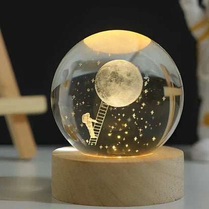 Night Light 3D Moon Lamp with Astronaut Decoration and Warm LED