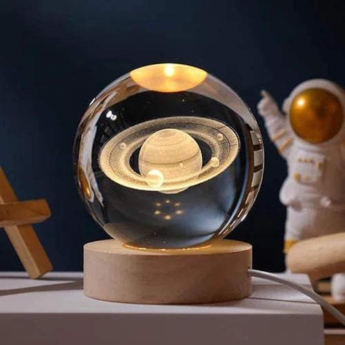Night Light 3D Moon Lamp with Astronaut Decoration and Warm LED