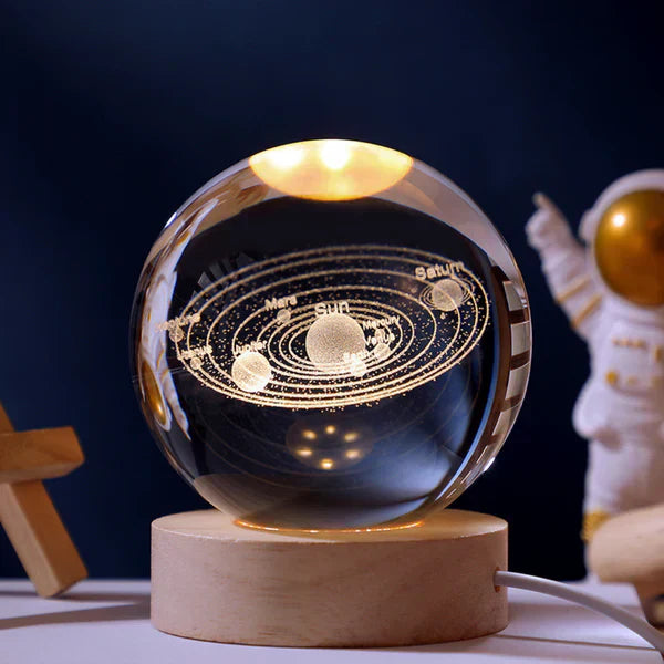 Night Light 3D Moon Lamp with Astronaut Decoration and Warm LED