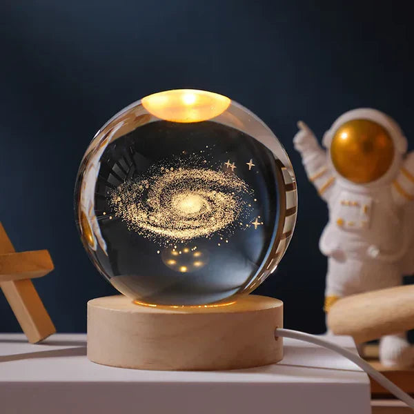 Night Light 3D Moon Lamp with Astronaut Decoration and Warm LED