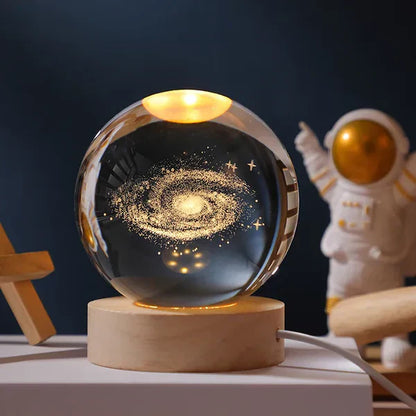 Night Light 3D Moon Lamp with Astronaut Decoration and Warm LED