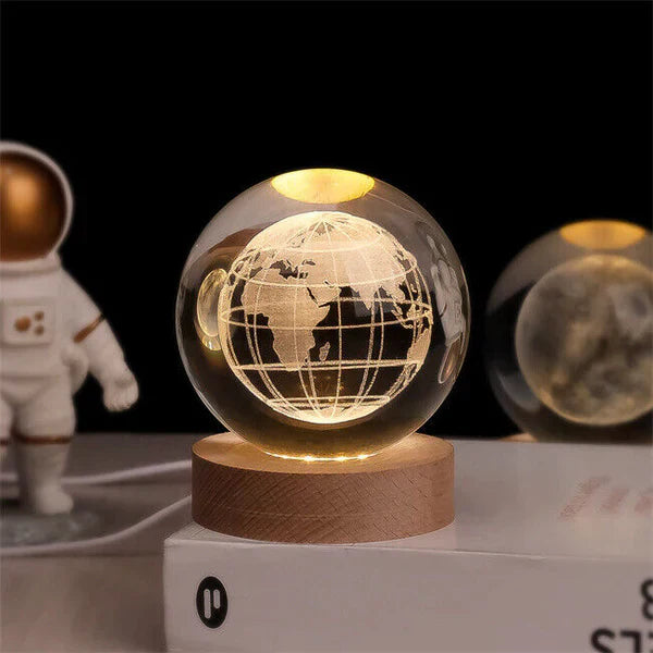 Night Light 3D Moon Lamp with Astronaut Decoration and Warm LED
