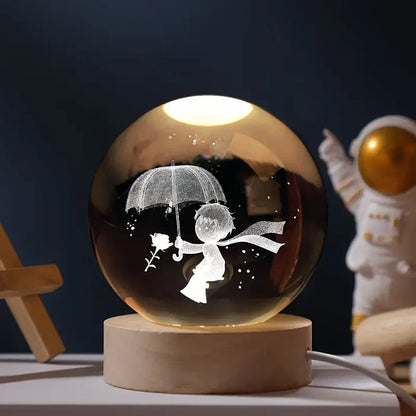 Night Light 3D Moon Lamp with Astronaut Decoration and Warm LED