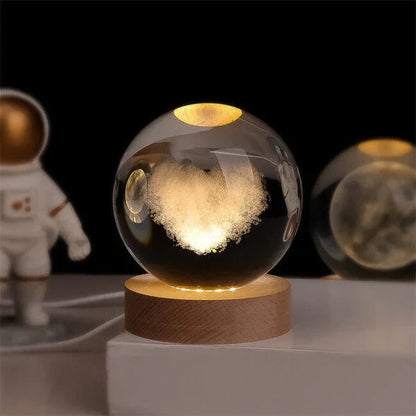Night Light 3D Moon Lamp with Astronaut Decoration and Warm LED