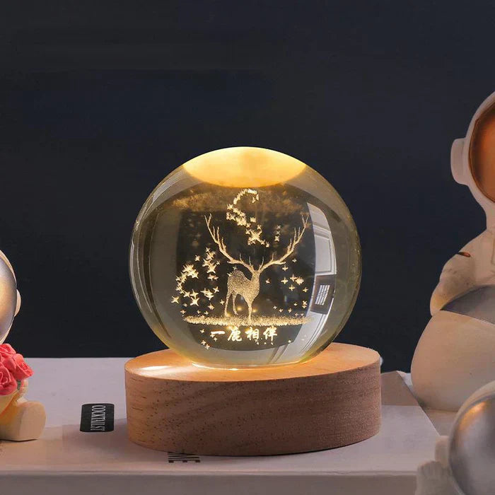 Night Light 3D Moon Lamp with Astronaut Decoration and Warm LED