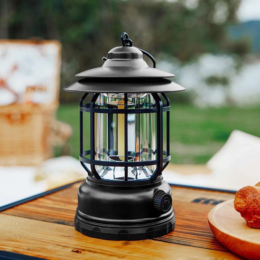 Lantern with Rechargeable Camping Dimmable LED and Vintage Design