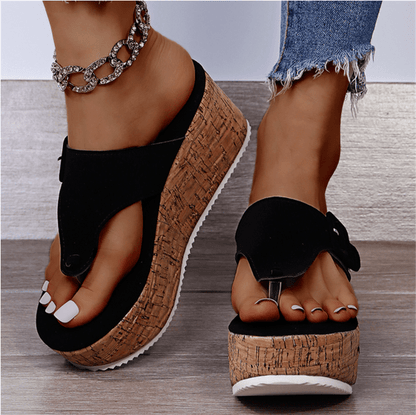 Sandals with Orthopaedic Design for Women with Raised Cork Sole for Comfort and Good Support