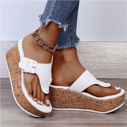 Sandals with Orthopaedic Design for Women with Raised Cork Sole for Comfort and Good Support