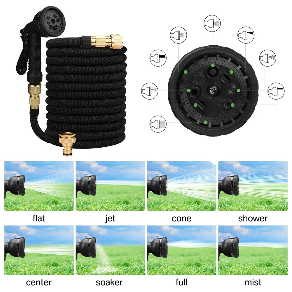 Garden Hose with Expandable Spray Gun for Flexible and Kink-Free
