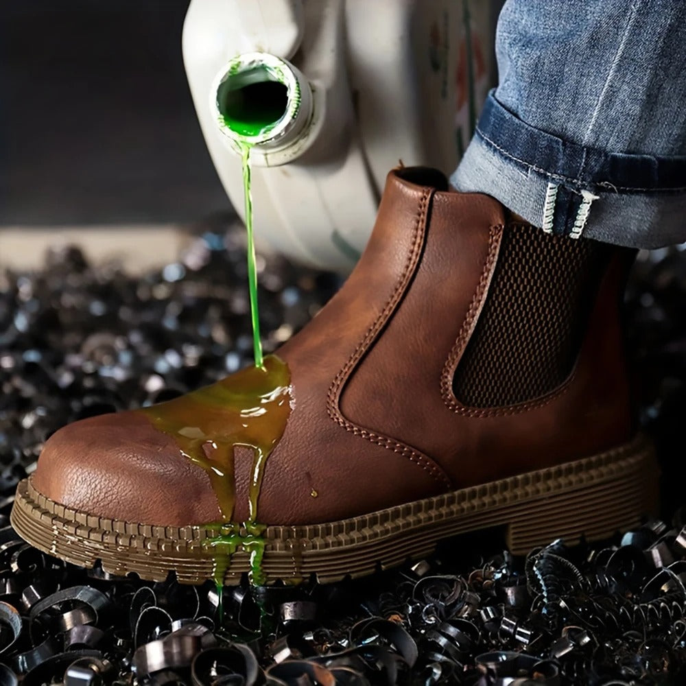Shoes with Waterproof Safety Design for Men with Steel Toe for Slip-Resistant Work Shoes