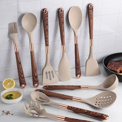 Utensil with 10-Piece Silicone Kitchen Set for Heat Resistant and Suitable for Everyday Use