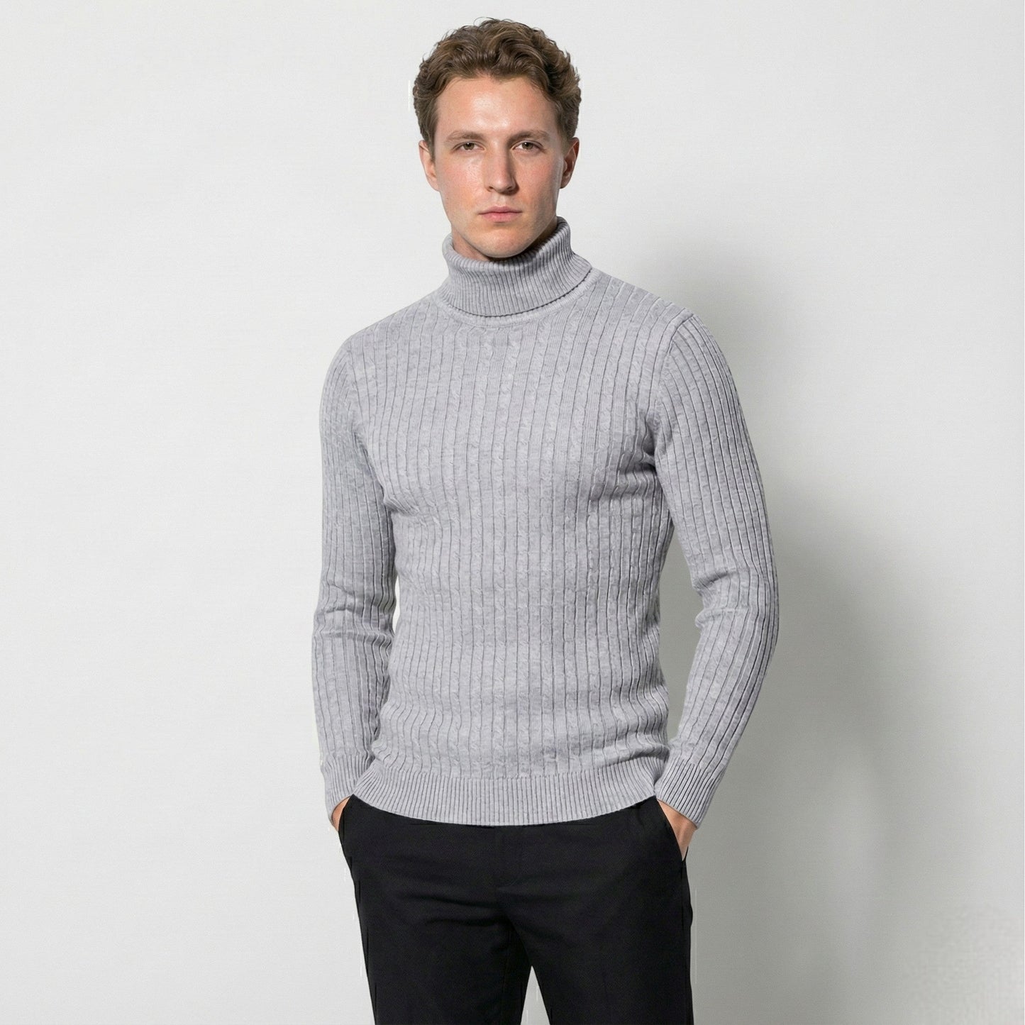 Cable Knit Roll Neck Jumper for Men for Warm Comfort and Timeless Elegance