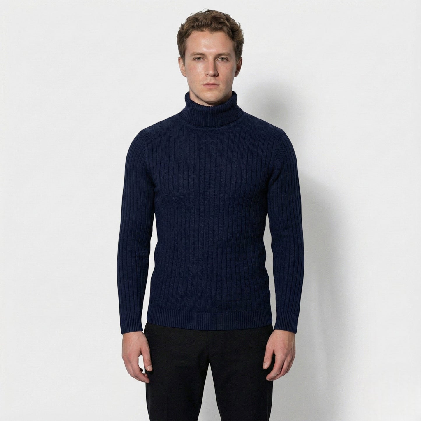 Cable Knit Roll Neck Jumper for Men for Warm Comfort and Timeless Elegance