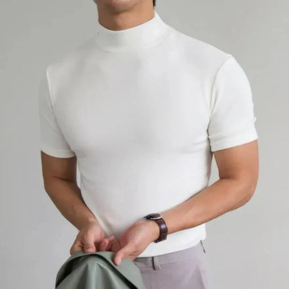 Men's High Neck T-Shirt with Modern Fitted Cut