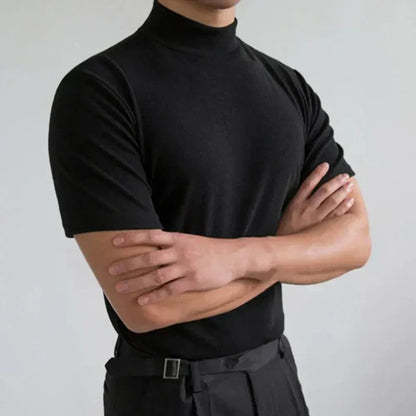Men's High Neck T-Shirt with Modern Fitted Cut