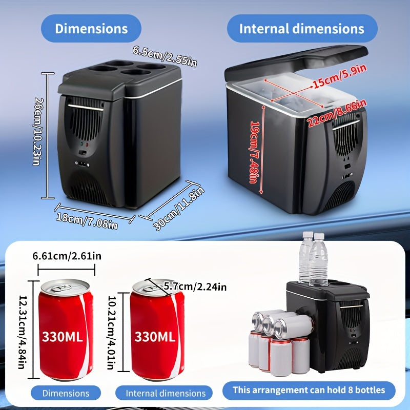 Portable 6 Litre Mini Fridge for Car Travel and Camping