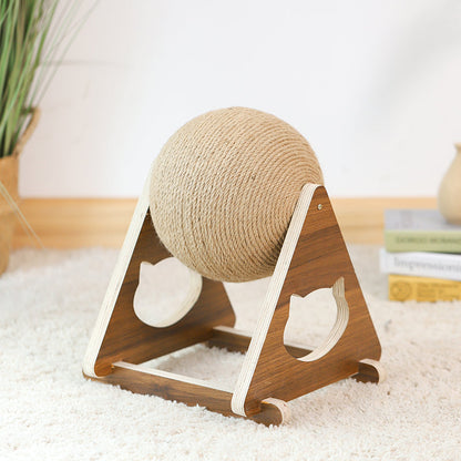 Wooden Cat Scratching Post with Sisal Play Balls for Active and Playful Cats