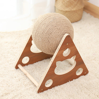 Wooden Cat Scratching Post with Sisal Play Balls for Active and Playful Cats