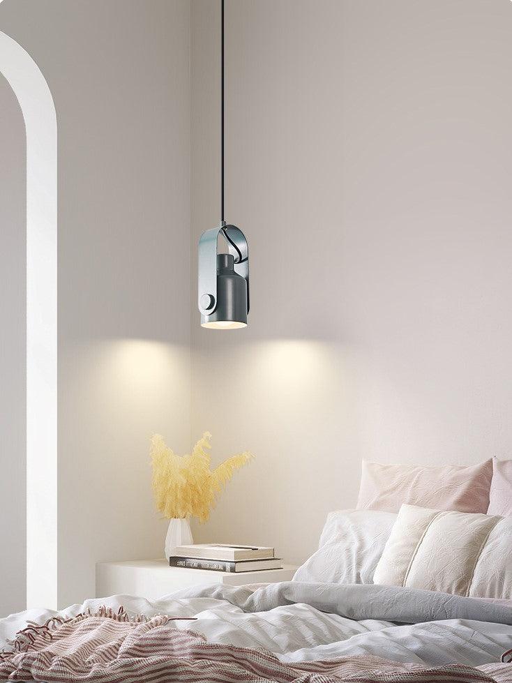 Lamp with Scandinavian Pendant Wooden Bracket and Adjustable Spotlight