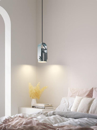 Lamp with Scandinavian Pendant Wooden Bracket and Adjustable Spotlight