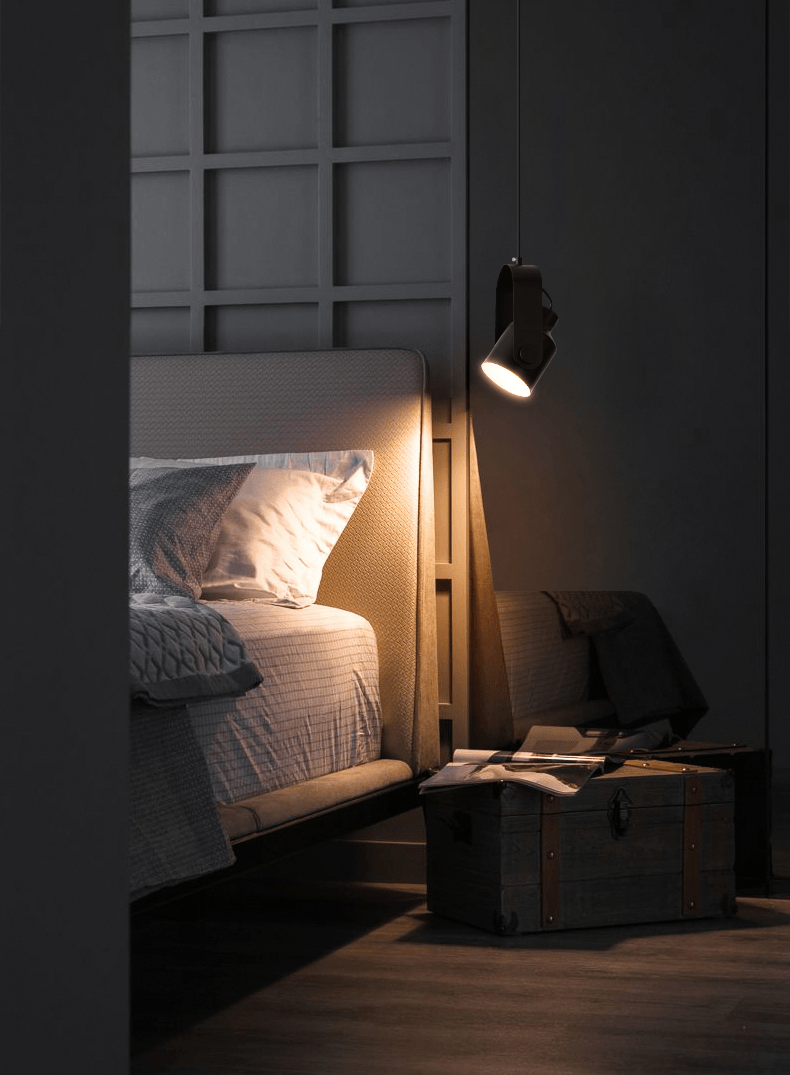 Lamp with Scandinavian Pendant Wooden Bracket and Adjustable Spotlight
