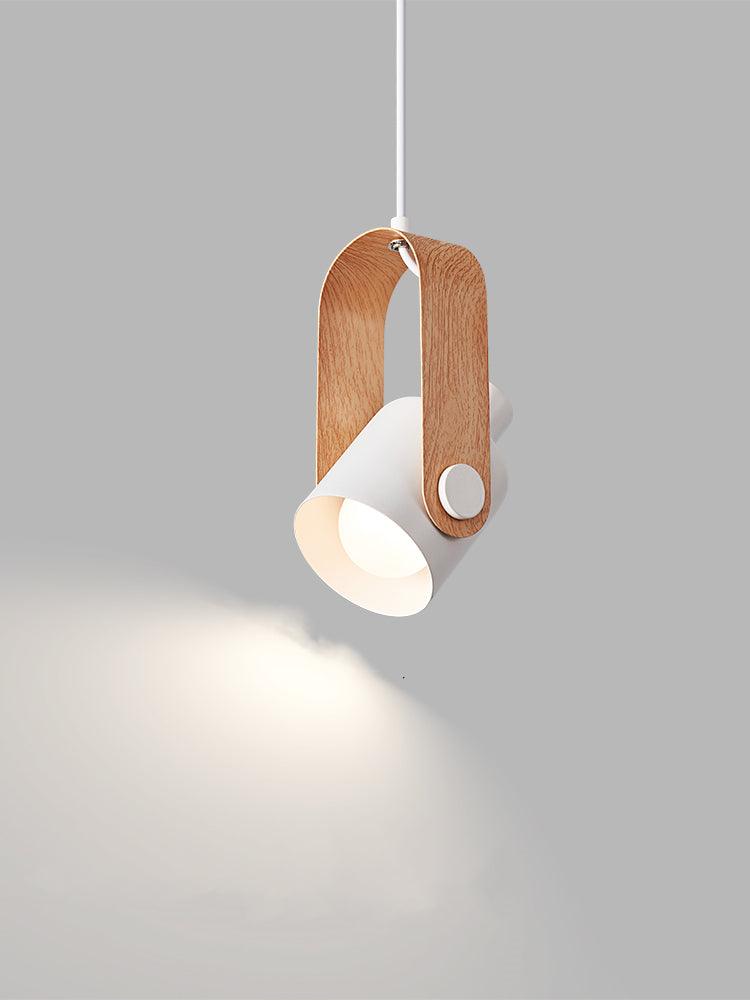 Lamp with Scandinavian Pendant Wooden Bracket and Adjustable Spotlight