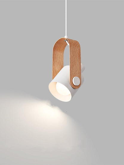 Lamp with Scandinavian Pendant Wooden Bracket and Adjustable Spotlight
