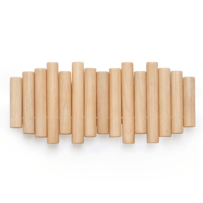 Rack with Handmade Wooden Wall Coat Scandinavian Design for Natural and Functional
