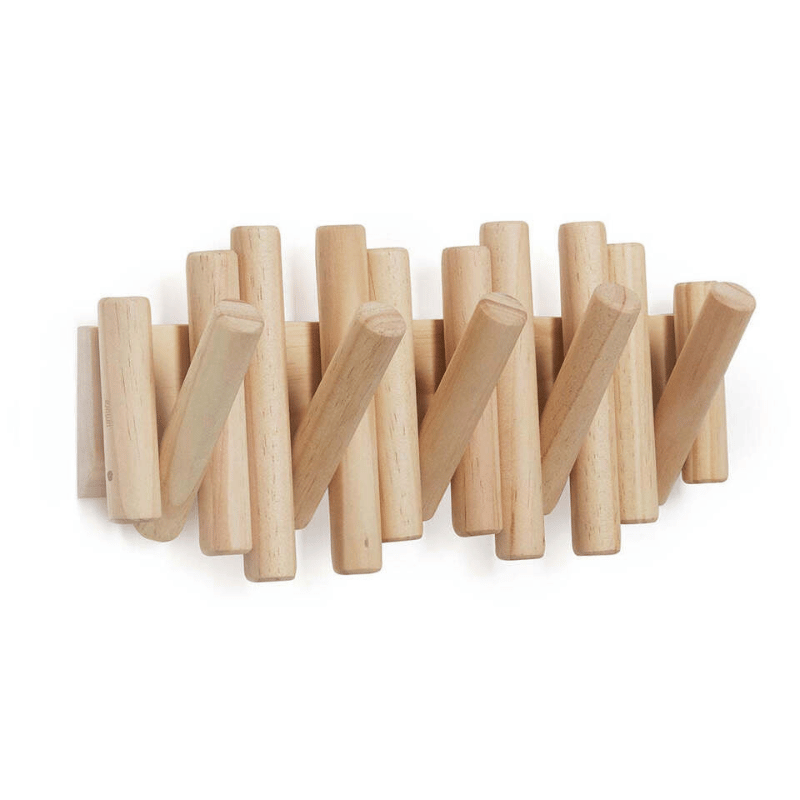 Rack with Handmade Wooden Wall Coat Scandinavian Design for Natural and Functional