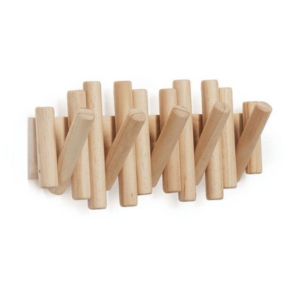 Rack with Handmade Wooden Wall Coat Scandinavian Design for Natural and Functional
