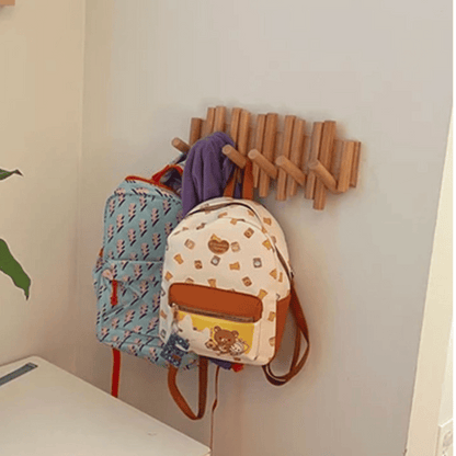 Rack with Handmade Wooden Wall Coat Scandinavian Design for Natural and Functional