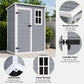Key features of 5x3 FT outdoor resin storage shed including lockable door and visual window
