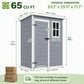 Dimensions and storage capacity of 5x3 FT outdoor resin storage shed