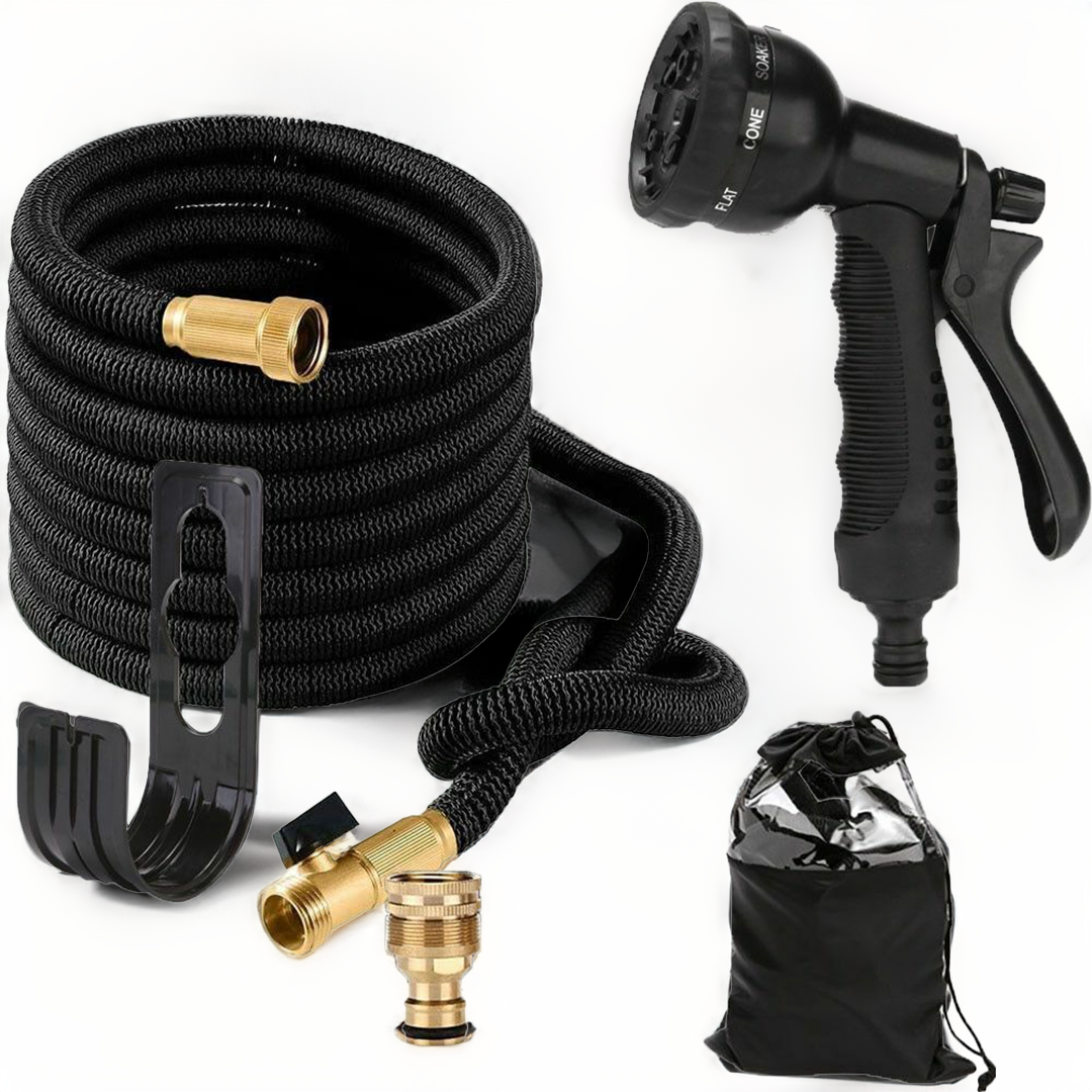 Garden Hose with Expandable Spray Gun for Flexible and Kink-Free