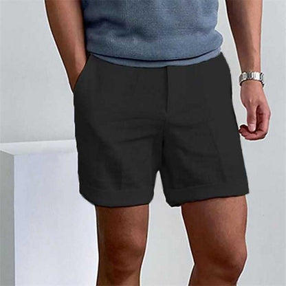Men's Linen Beach Shorts with Elastic Waist and Comfortable Fit