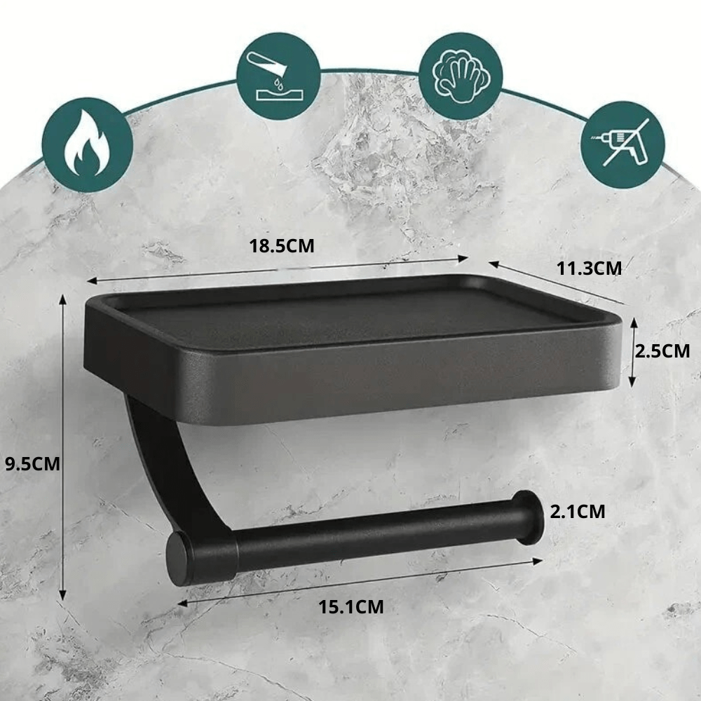 Holder with Toilet Roll Storage Shelf in Stainless Steel for Bathroom