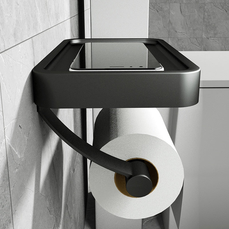Holder with Toilet Roll Storage Shelf in Stainless Steel for Bathroom