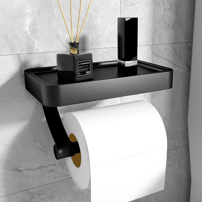 Holder with Toilet Roll Storage Shelf in Stainless Steel for Bathroom