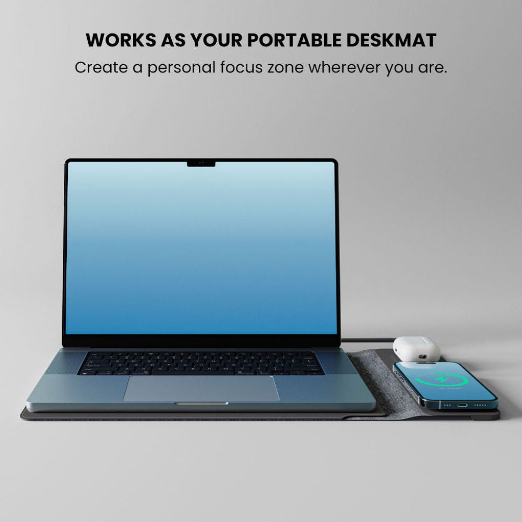 Powerdesk Sleeve for Slim Laptop Case with Wireless Charging Function