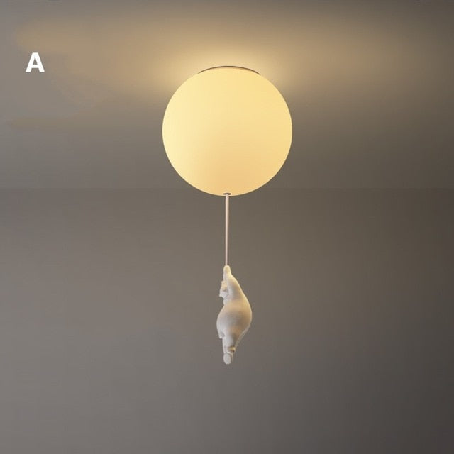 Light with Playful Ceiling Bears and Balloon Lights for Children's Room