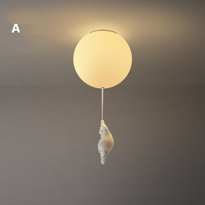 Light with Playful Ceiling Bears and Balloon Lights for Children's Room