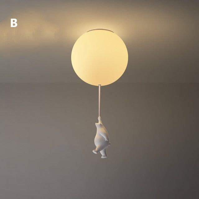 Light with Playful Ceiling Bears and Balloon Lights for Children's Room